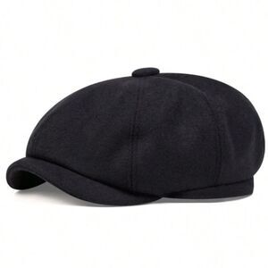 Classic Black Wool Newsboy Cap